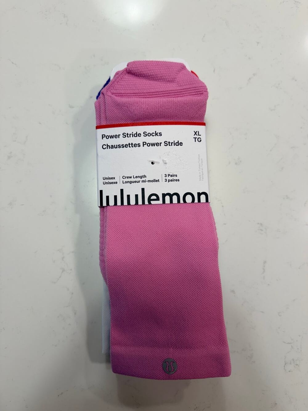 NWT Lululemon Power Stride Socks Crew Length 3 pairs Sz XL - $48 MSRP